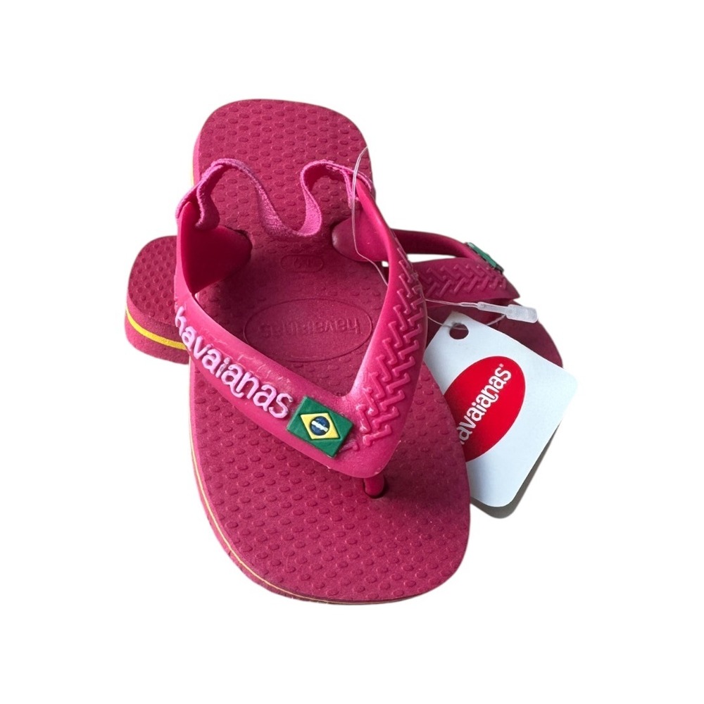 NWT Havaianas Baby Brasil Logo Pink Flip Flop Sandals Baby Size 6C